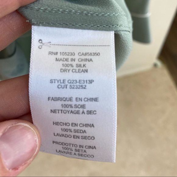 Equipment Keira Piped Sage Green Silk Button Down Shirt Women Size XS - Picture 12 of 12